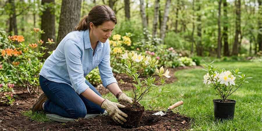 Sadzenie azalii wielkokwiatowych – kiedy, jak i gdzie sadzić krok po kroku