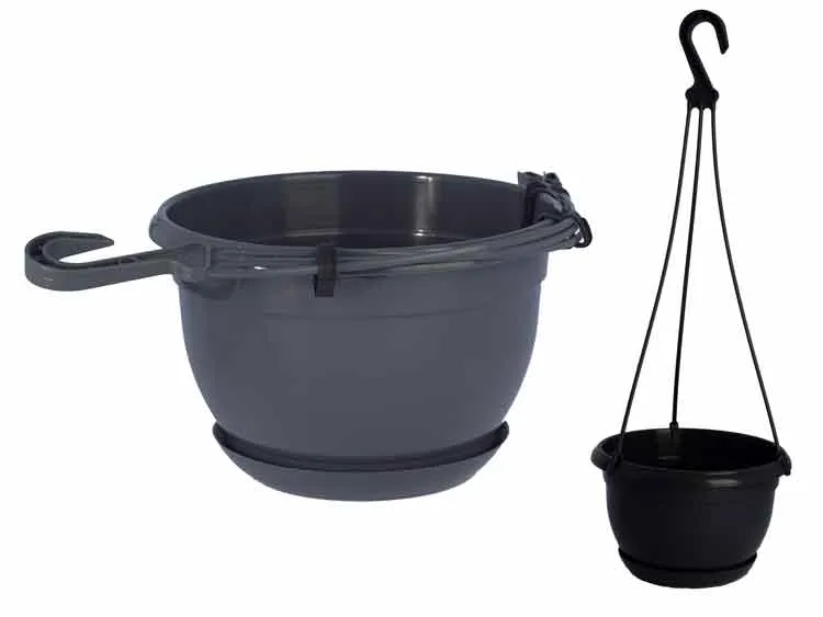 Doniczka Malta 19cm wisząca z zaczepem antracyt