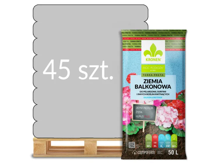 Ziemia balkonowa bez torfu TERRA PRETA 50l Kronen - paleta 45 worków