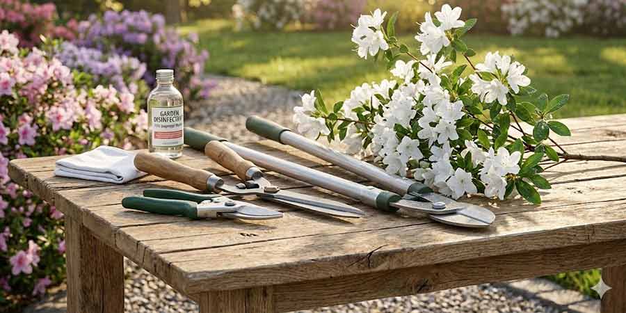 narzędzia potrzebne do przycinania azalii japońskich