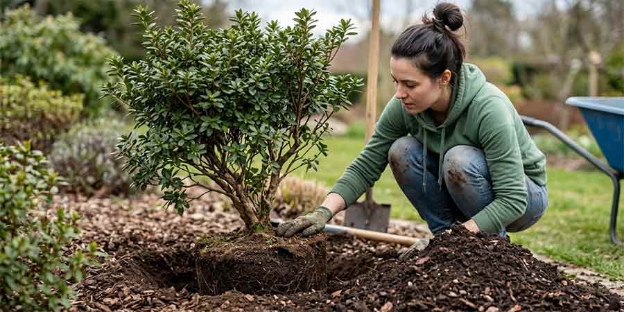 przygotowanie miesjca pod sadzenie azalii japońskiej