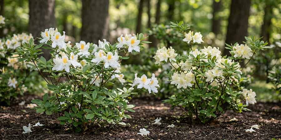 idealne stanowisko dla azalii wielkokwiatowej – półcień pod rozłożystym drzewem